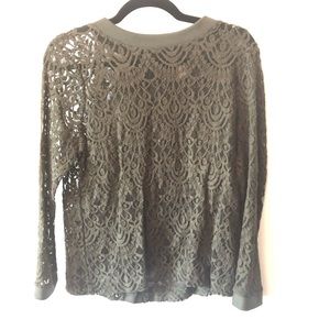 Green lace blouse with buttons up back